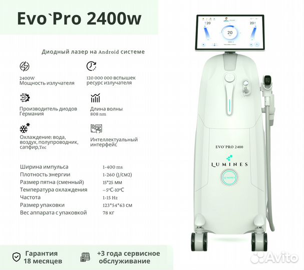 Диодный лазер для эпиляции люминес Evo-Pro 2400