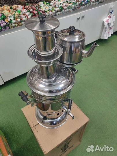 Самовар на дровах с чайником