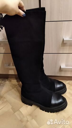 Сапоги зимние женские натуральная замша и кожа 40