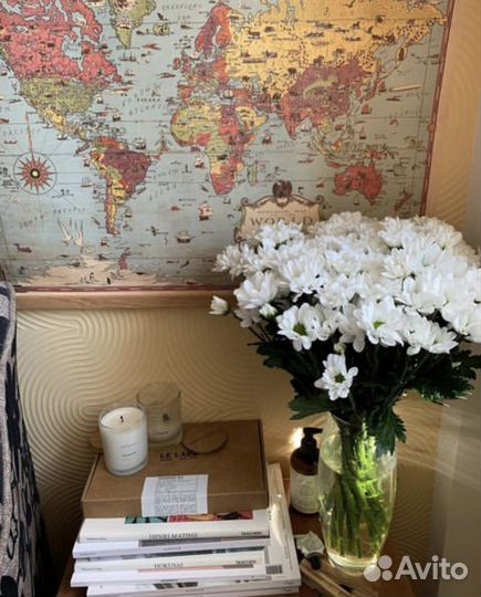 Настенная карта мира винтаж холст