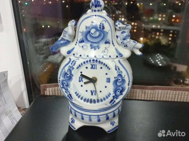 Часы каминные,Гжель'