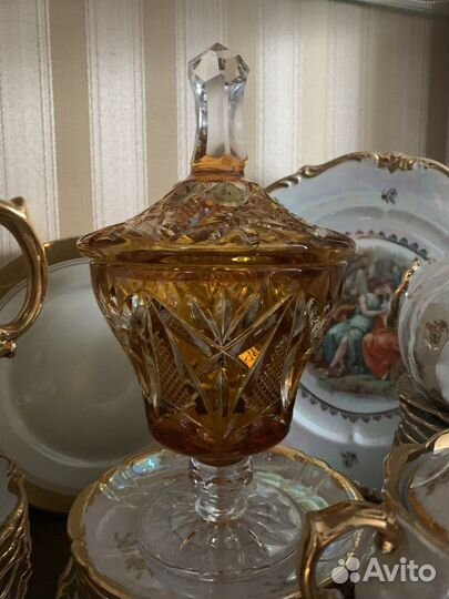 Бамбоньерка цветной хрусталь Германия Нахтманн