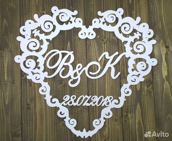 Монограмма на свадьбу из акрила, дерева