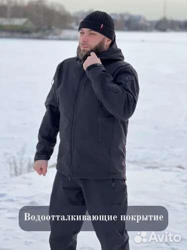 Тактический костюм водостойкий на флисе Softshell