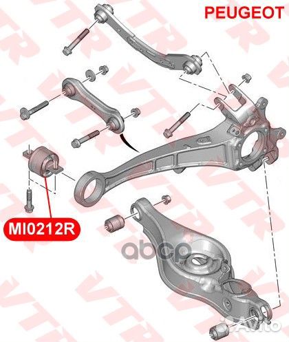 Сайлентблок рычага задней подвески MI0212R VTR
