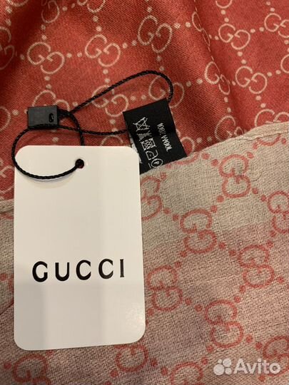 Платок шерстяной Gucci красный двухсторонний