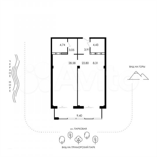 2-к. апартаменты, 85,2 м², 8/12 эт.
