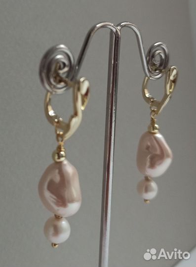 Серьги барочный жемчуг майорка