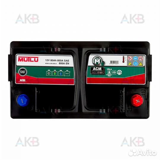 Аккумулятор автомобильный Mutlu AGM 80 Ач 800A обр