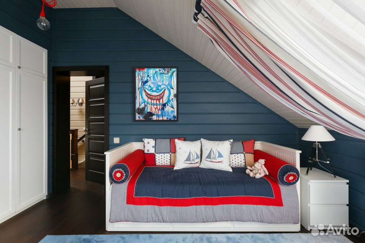 Современная яркая картина акрилом акула