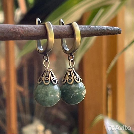 Браслет и серьги из агата и яшмы