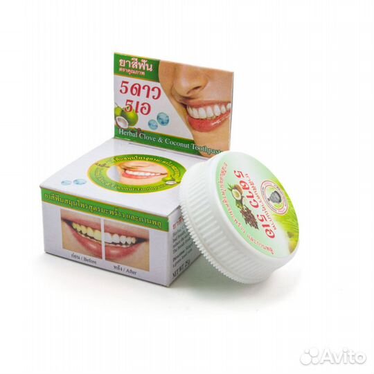 Отбеливающая зубная паста 5 Star с кокосом Тайланд