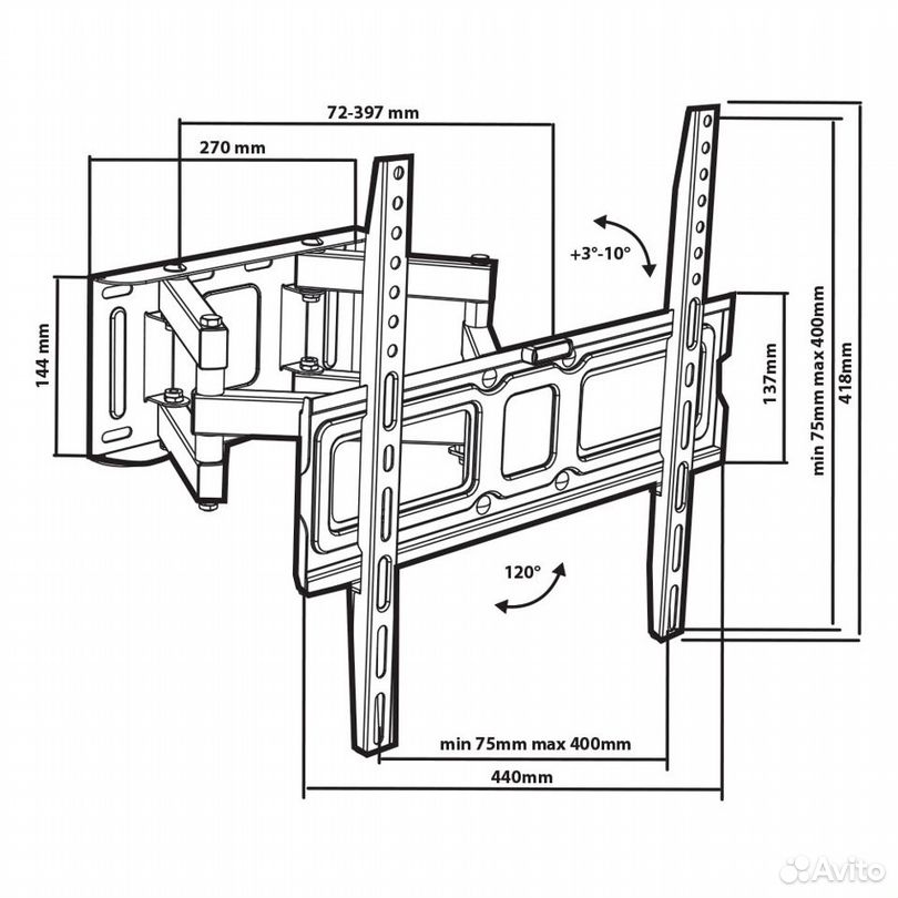 Кронштейн поворотный для тв 26"-55" olimp-406