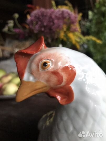 Курица с цыплятами фарфор старый китай клеймо