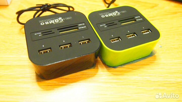 Usb хаб+картридер новый. С подсветкой