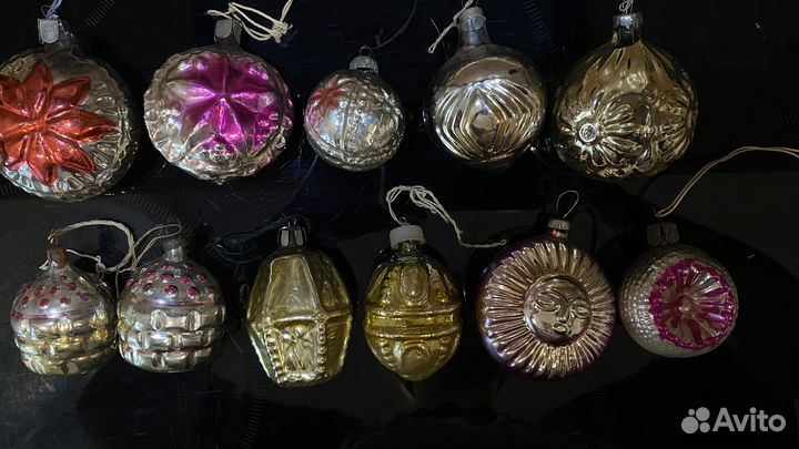 Елочные игрушки из стекла СССР подвесы