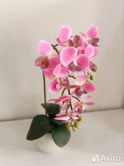 Орхидея искусственная (латекс) в горшке