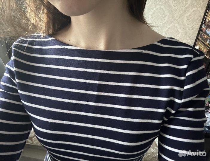 Платье в полоску женское плотное 40