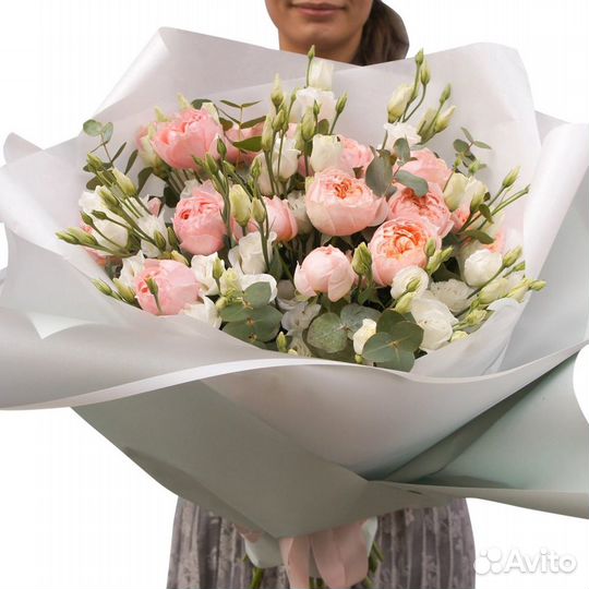 Кустовые розы, Пионовилные розы, Букет роз доставк