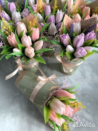 Букет из мыла ручной работы Тюльпаны из мыла