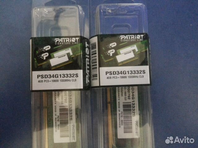 Память для ноутбука Patriot DDR3 2x4 GB 1333 MHz