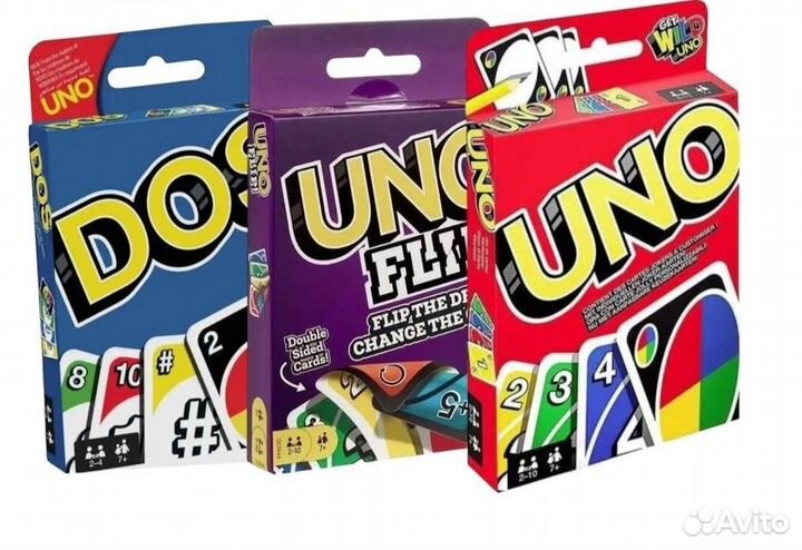 Игры UNO, UNO flip, UNO DOS новые