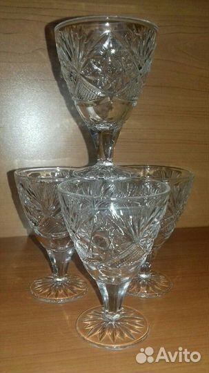 Бокалы, рюмки и стаканы хрустальные СССР