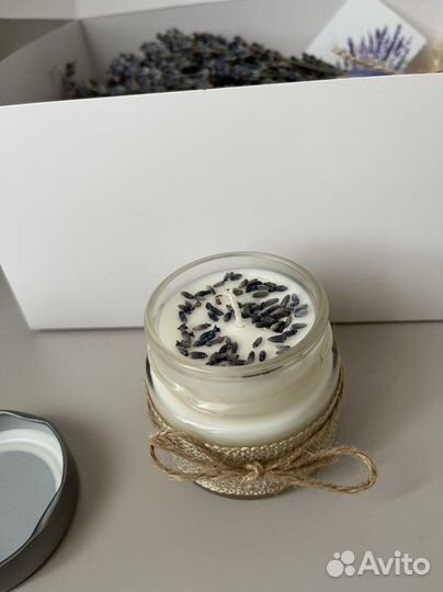 Подарочный бокс лаванда свеча аромасаше мыло