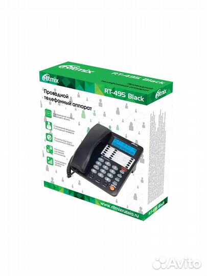Телефон проводной ritmix RT-495 black