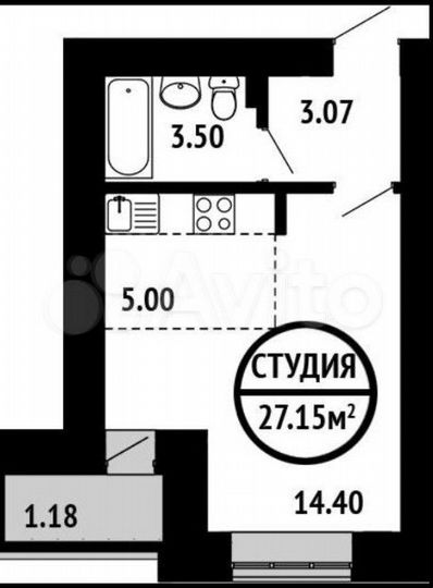 Квартира-студия, 27,2 м², 9/16 эт.