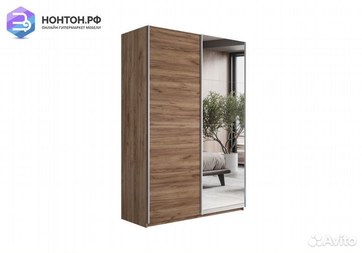 Шкаф-купе 2-х створчатый с зеркалами Прайм крафт т