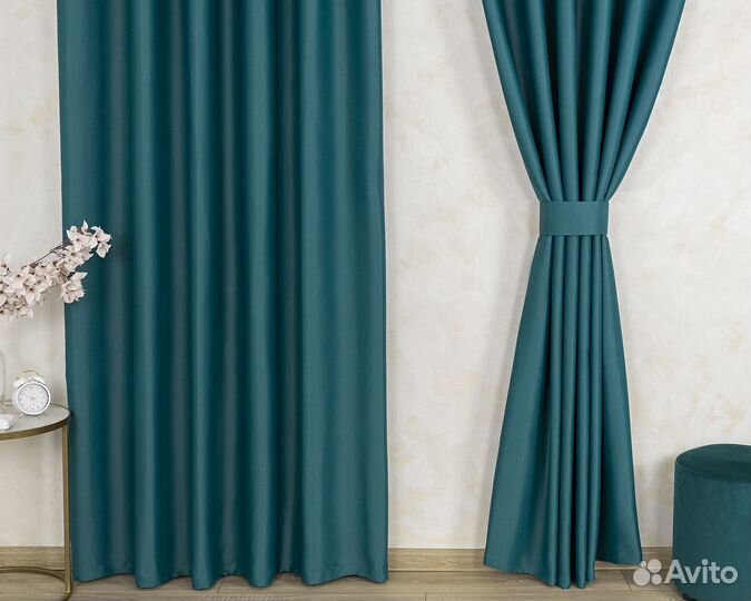 Комплект портьер блэкаут Марсель Морской шторы