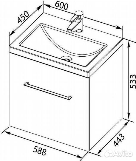 Тумба для ванной подвесная