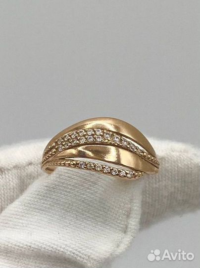 Золотое кольцо с фианитом 17,5р