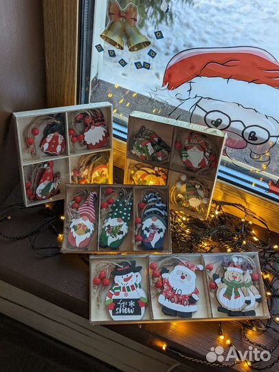 Новогодние игрушки деревянные