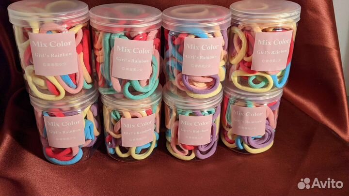 Резинки (50 штук) для волос для девочек цветные