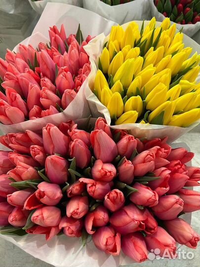 Тюльпаны к 8 марта розница, корпоротывные, букеты