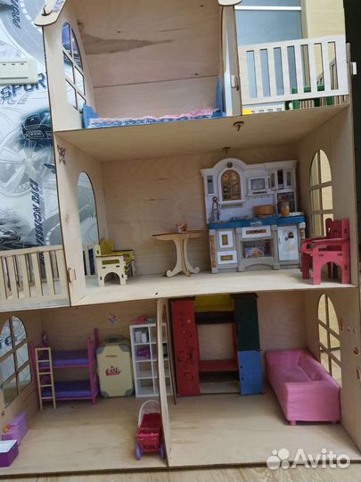 Кукольный домик для барби с мебелью