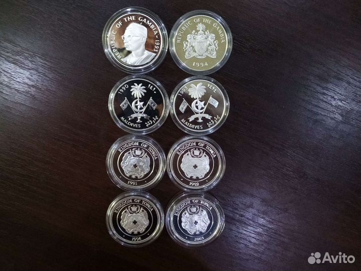 Серебро олимпиада. Монеты Гамбия Мальдивы Тонга