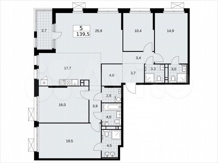 5-к. квартира, 139,5 м², 13/17 эт.