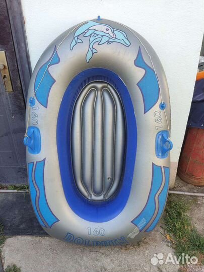Надувная лодка и дельфин для плавания