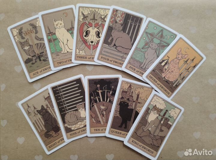 Наклейки таро с котами 72 штуки