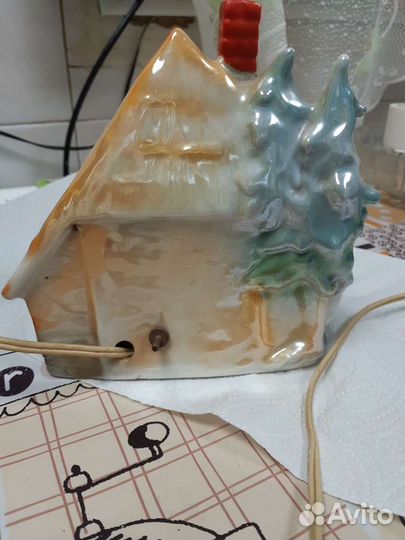 Светильник, домик, фарфор гдр