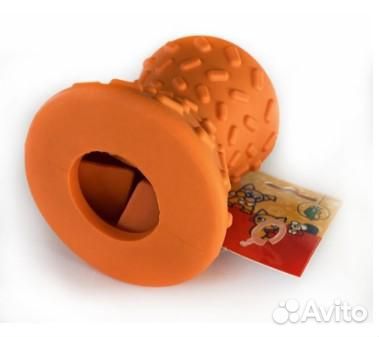 Игрушка-Ловушка оранжевая каучуковая для собак 8см