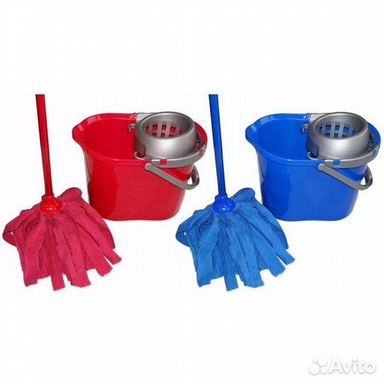 Набор для уборки MR brush: ведро 15л овальное с отжимом + поломой моп 145см микрофибра
