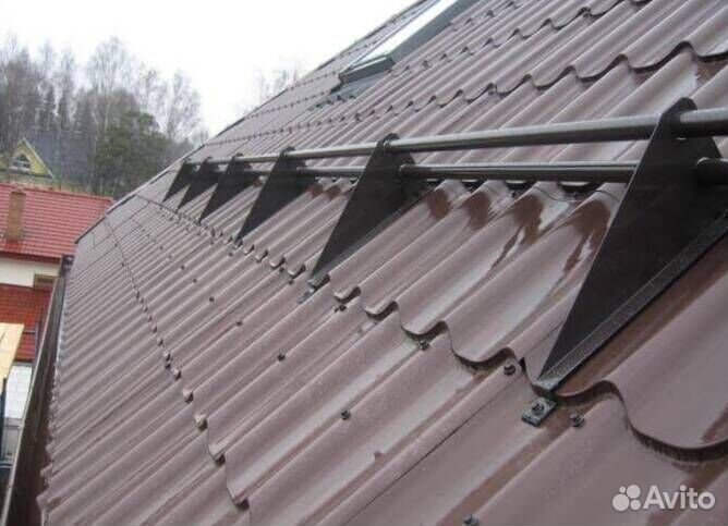 Монтаж трубчатых снегозадержателей