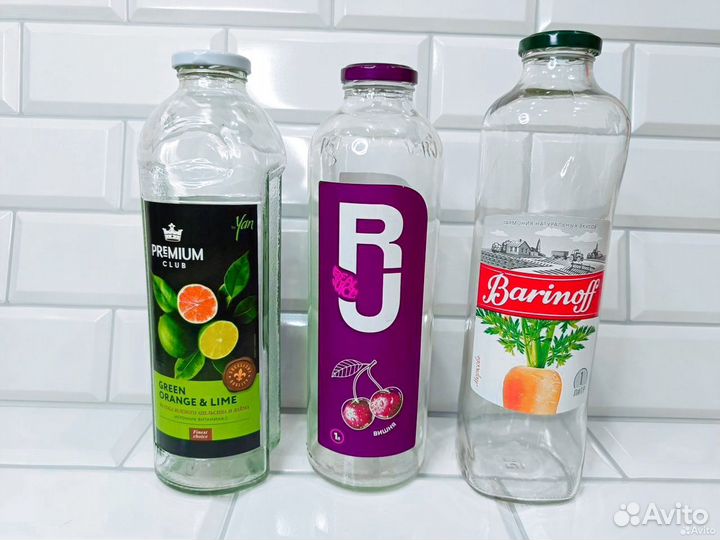 Стеклянные бутылки 1 л от сока