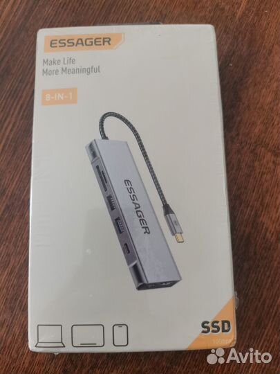 DOC станция Type-C 8 в 1 с местом под SSD