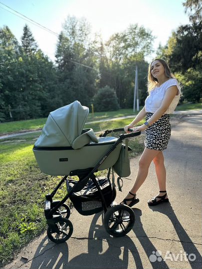 Коляска 3в1 Peppy Sandra Eco мятная экокожа