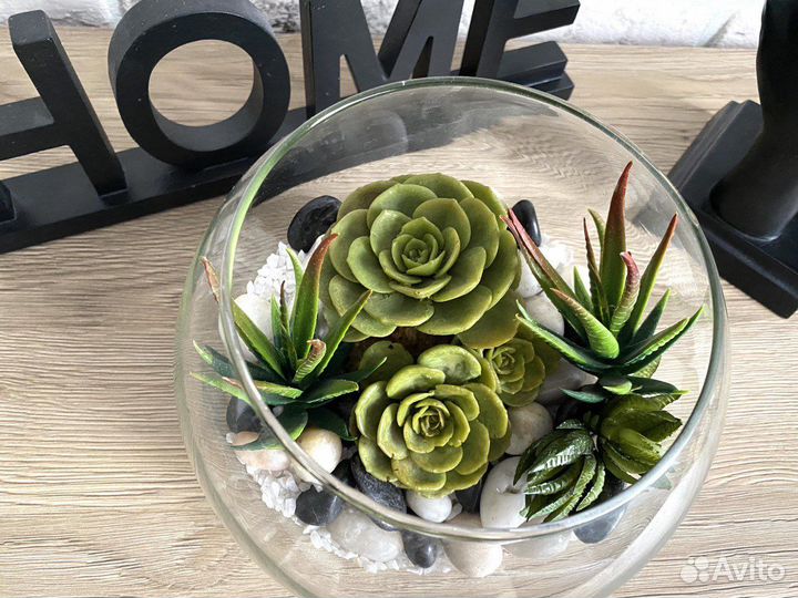 Флорариум с искусственными суккулентами
